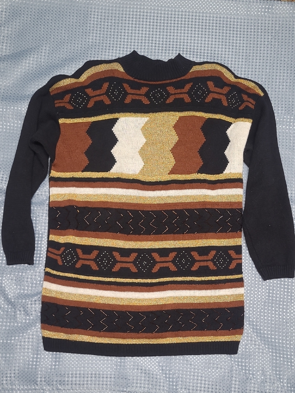 Native Women’s Turtleneck Sweater in Black, Brown, Gold, Cream
